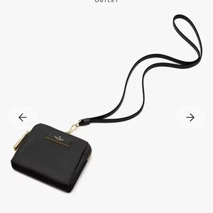 Kate Spade Black Carter Card Holder With A Lanyard